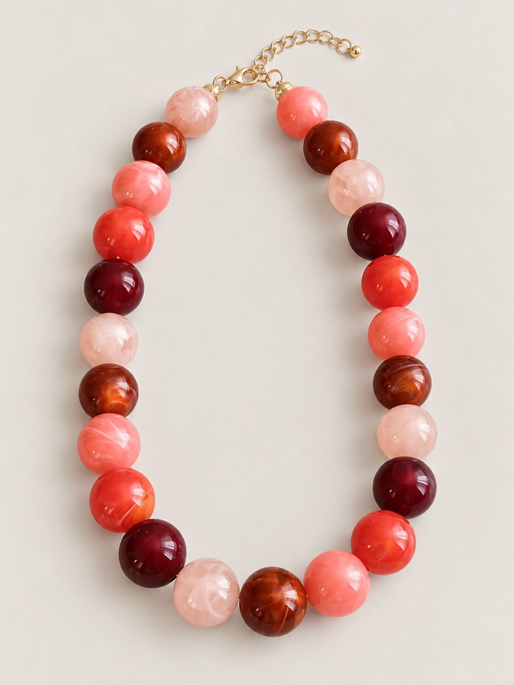 New! Pink Red Cranberry Mixed Beaded Dopamine Necklace NWOT
